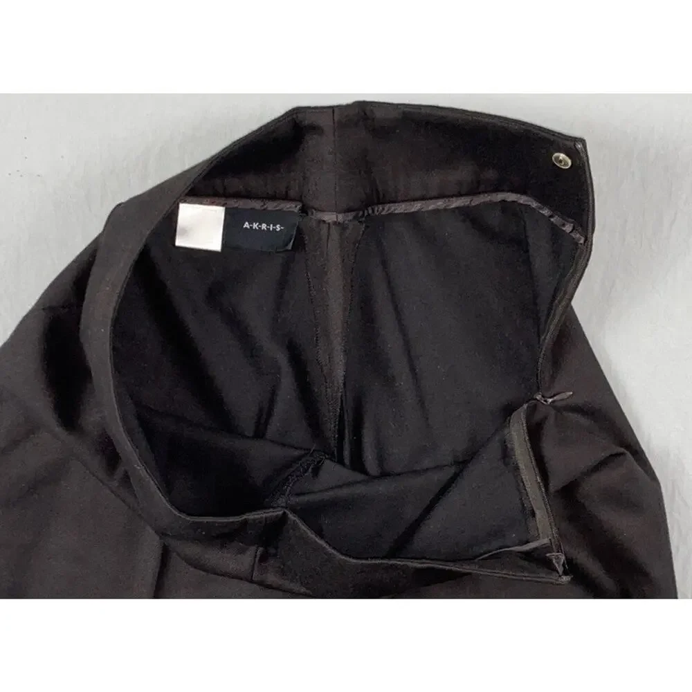 AKRIS Italy Side Zip Flare Leg Lightweight Wool Flannel Pants, Trousers. 8, EUC!